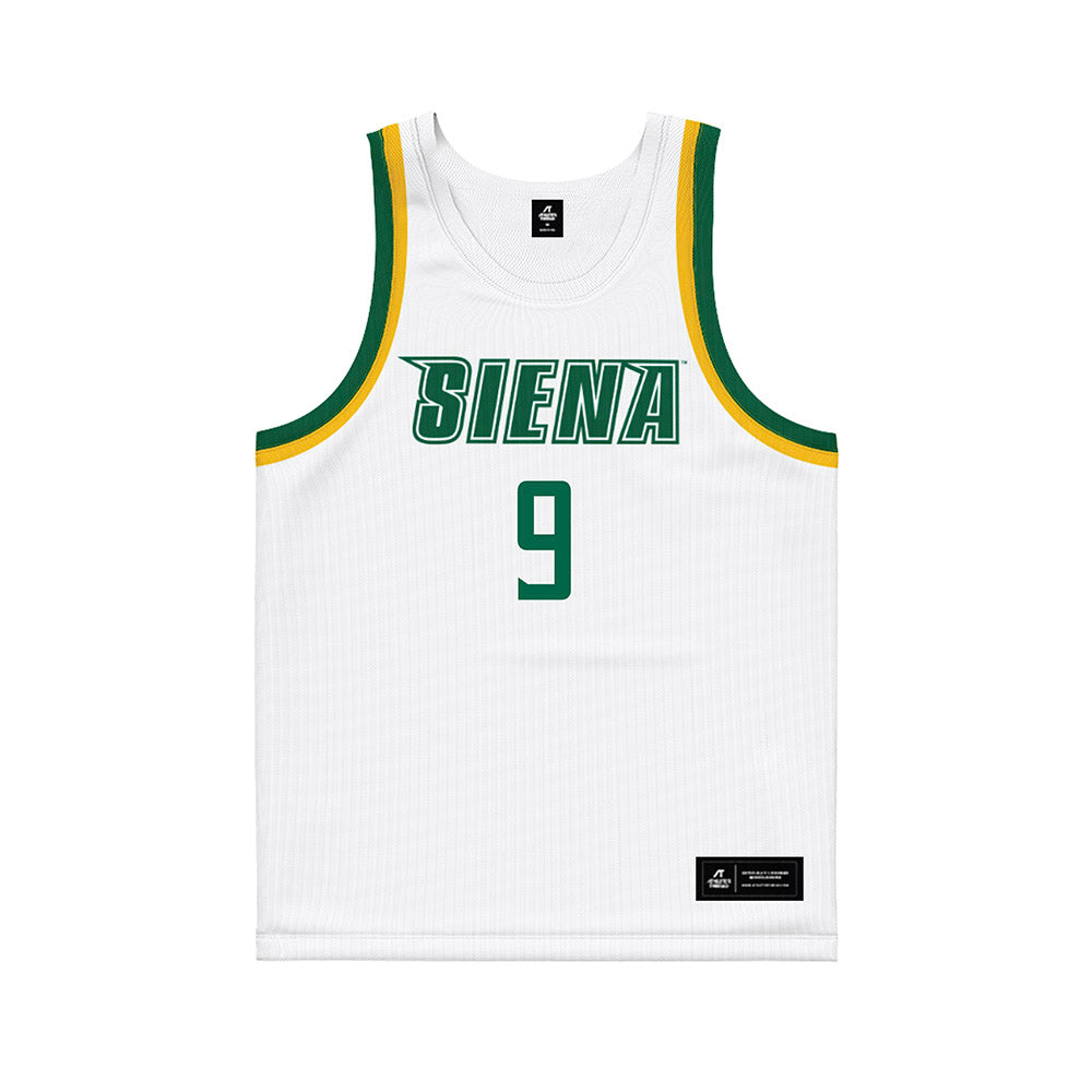 Siena - NCAA Men's Basketball : Owen Schlager - White Basketball Jersey-0