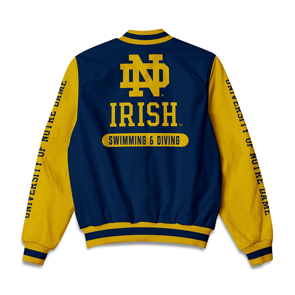 Notre Dame - NCAA Men's Swimming & Diving : Owen Tharrington - Bomber Jacket-1