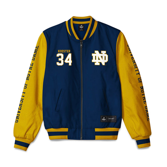 Notre Dame - NCAA Baseball : Brady Koester - Bomber Jacket-0