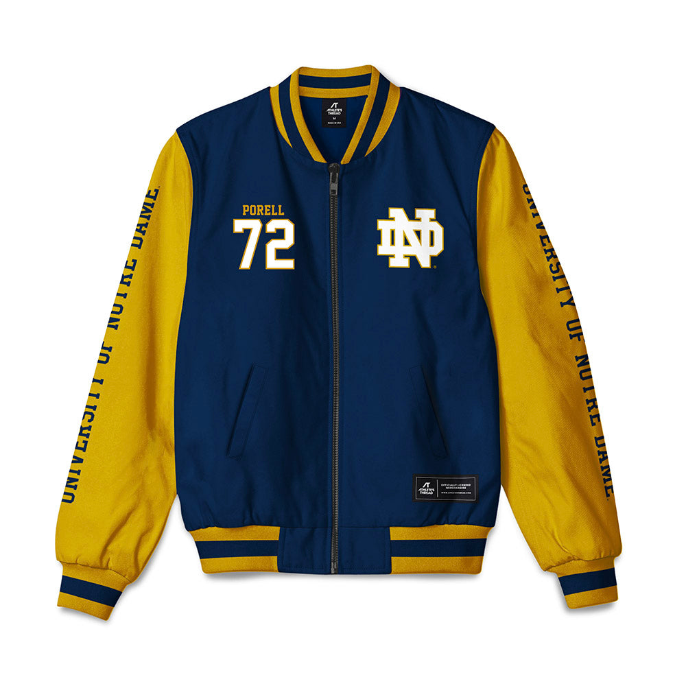 Notre Dame - NCAA Men's Lacrosse : Thomas Porell - Bomber Jacket-0