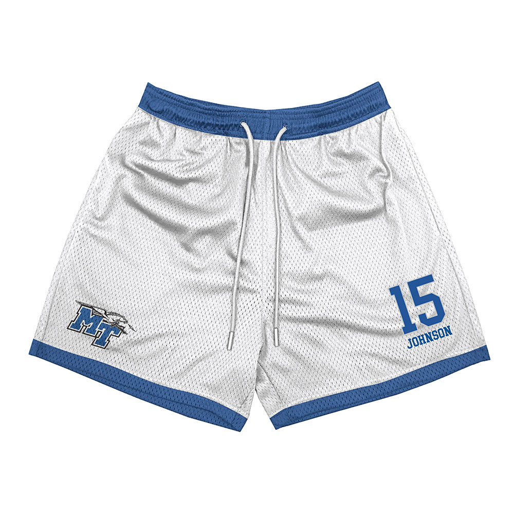 MTSU - NCAA Men's Basketball : Jacob Johnson - White Shorts