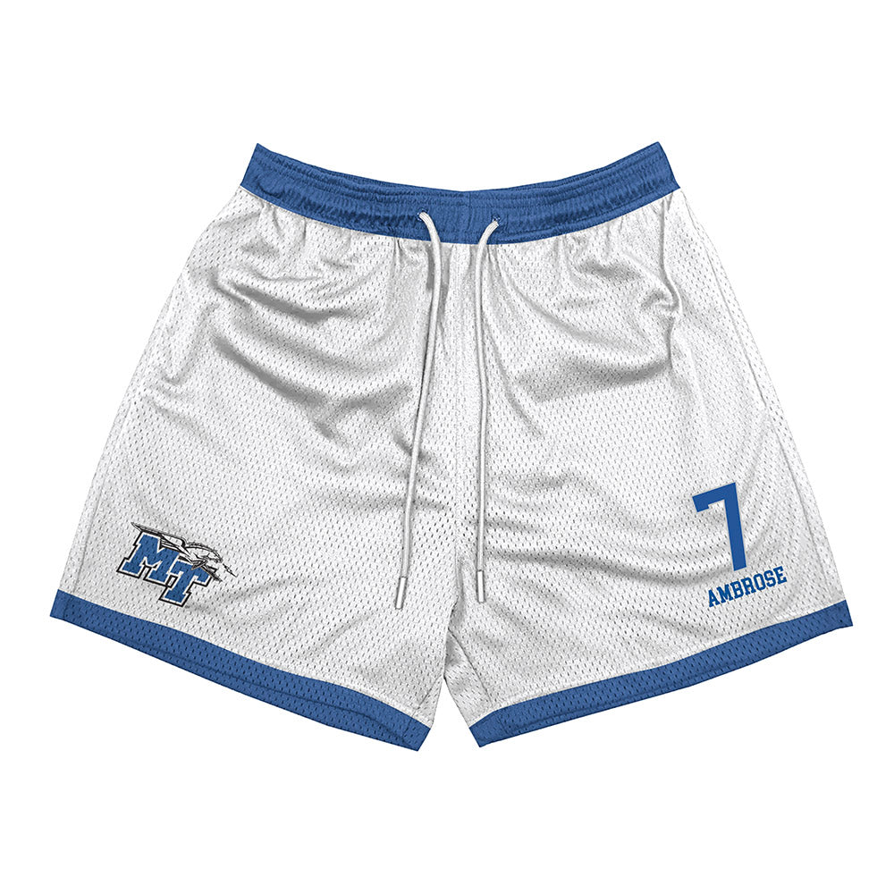 MTSU - NCAA Men's Basketball : Charvez Ambrose - White Shorts-0