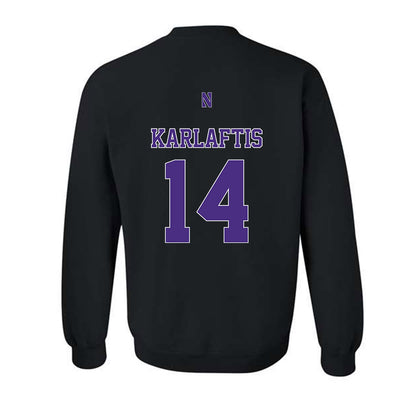 Northwestern - NCAA Football : Yannis Karlaftis - Classic Shersey Crewneck Sweatshirt-1