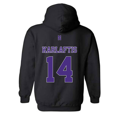 Northwestern - NCAA Football : Yannis Karlaftis - Classic Shersey Hooded Sweatshirt-1