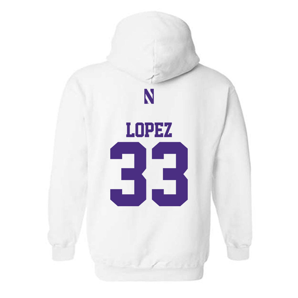 Northwestern - NCAA Women's Basketball : Amparo Lopez - Classic Shersey Hooded Sweatshirt-1