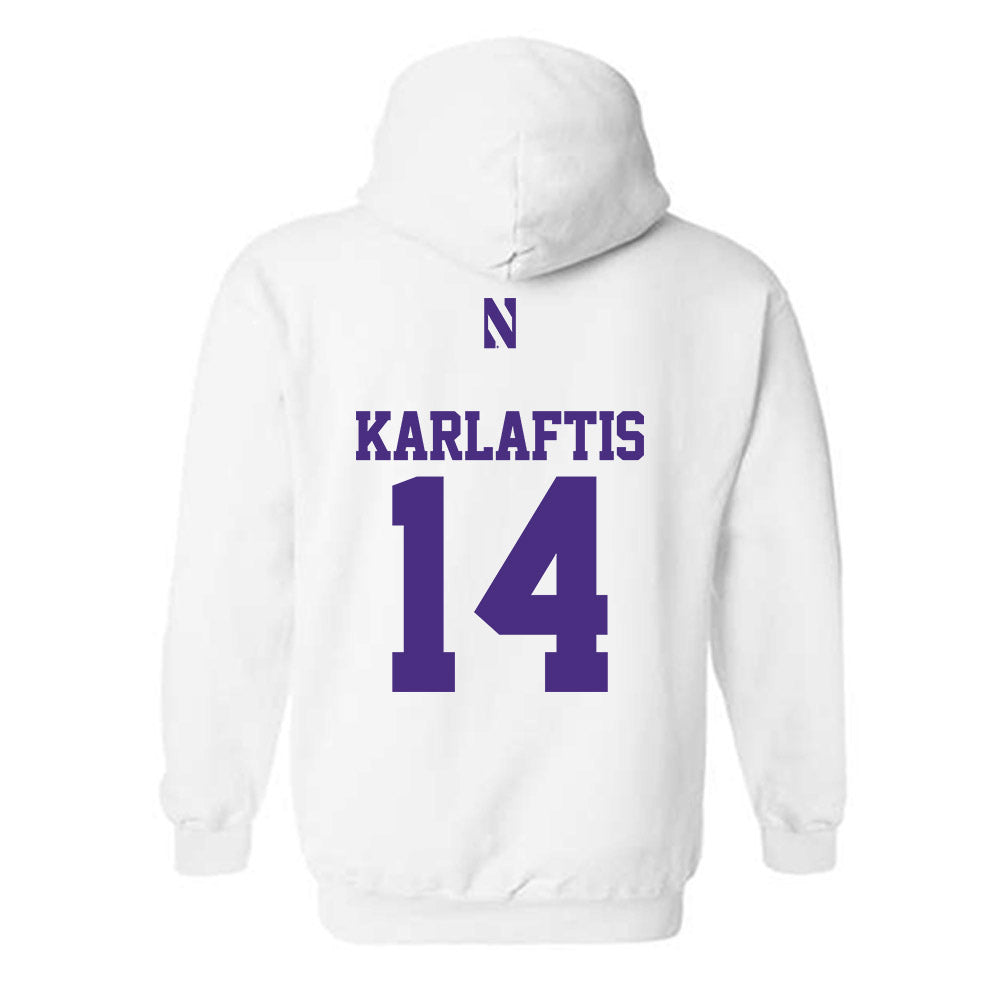Northwestern - NCAA Football : Yannis Karlaftis - Classic Shersey Hooded Sweatshirt-1