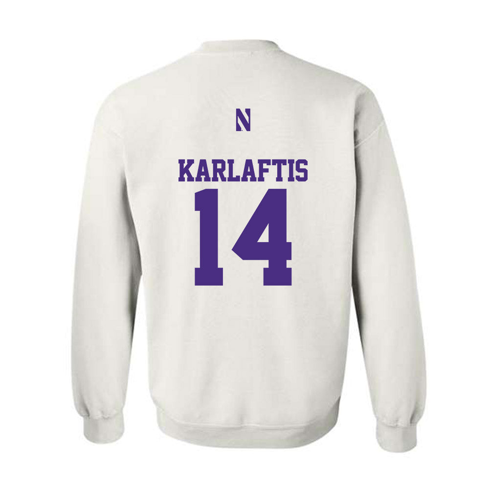 Northwestern - NCAA Football : Yannis Karlaftis - Classic Shersey Crewneck Sweatshirt-1