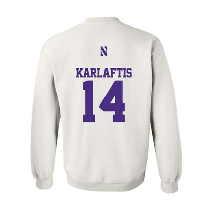 Northwestern - NCAA Football : Yannis Karlaftis - Classic Shersey Crewneck Sweatshirt-1