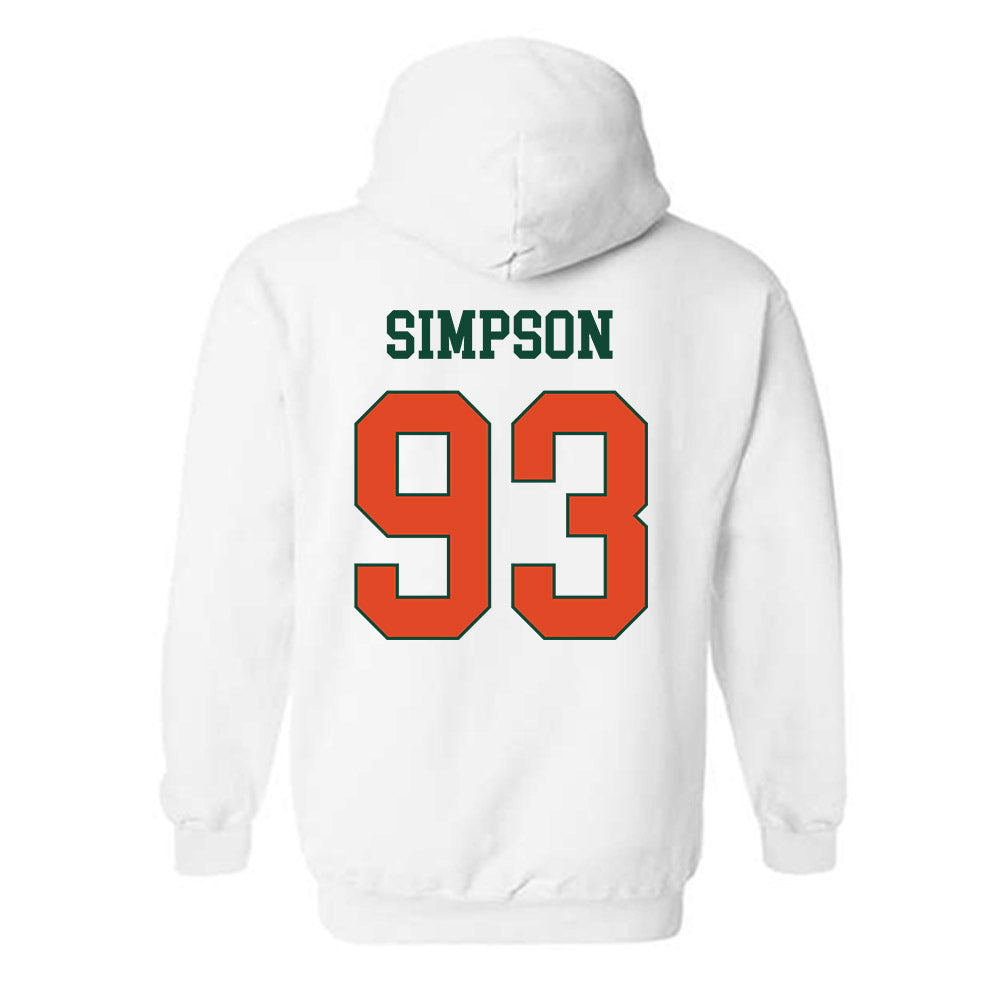 Miami - NCAA Football : Donta Simpson - Classic Shersey Hooded Sweatshirt-1