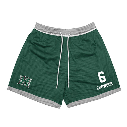 Hawaii - NCAA Football : Dekel Crowdus - Green Shorts