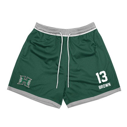 Hawaii - NCAA Football : Caleb Brown - Green Shorts