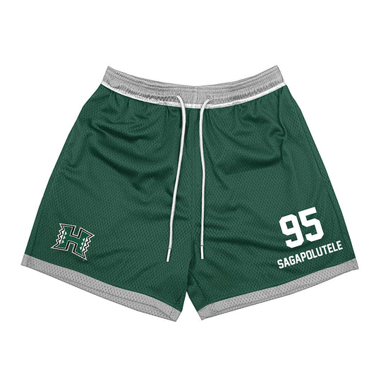 Hawaii - NCAA Football : Anthony Sagapolutele - Green Shorts