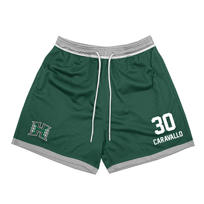 Hawaii - NCAA Football : Nazaiah Caravallo - Green Shorts