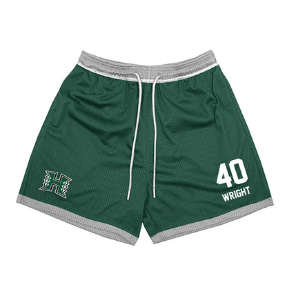 Hawaii - NCAA Football : Thiessen Wright - Green Shorts