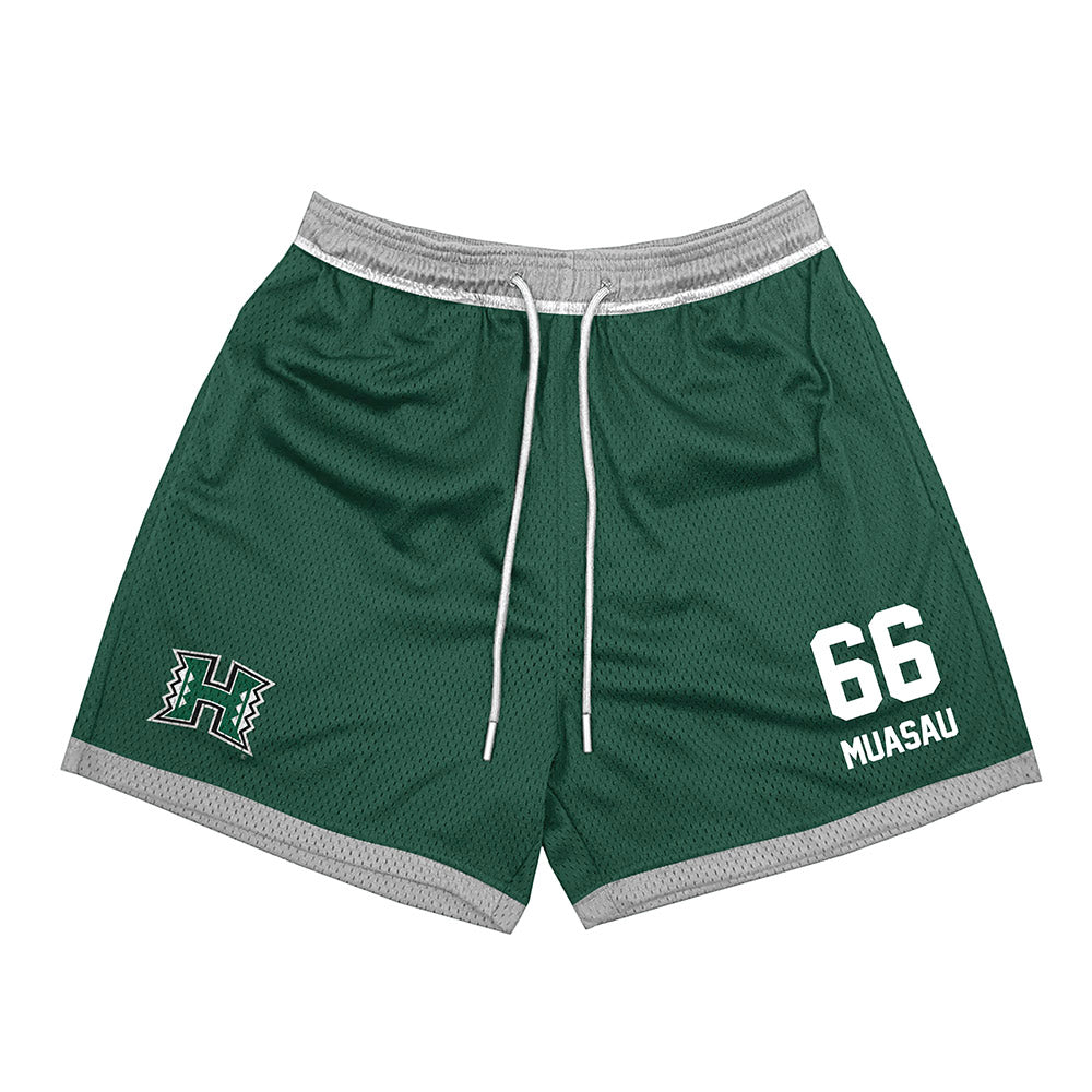 Hawaii - NCAA Football : Sergio Muasau - Green Shorts