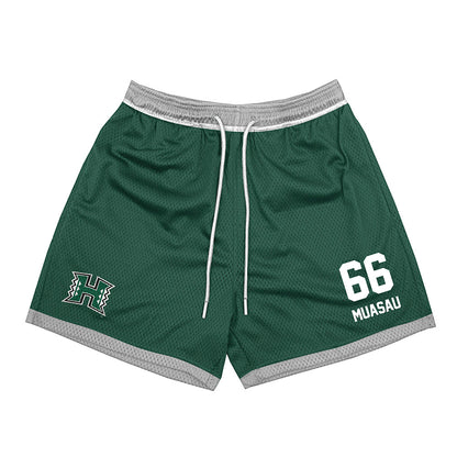 Hawaii - NCAA Football : Sergio Muasau - Green Shorts