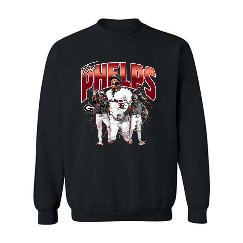 Georgia - NCAA Baseball : Tre Phelps - Player Collage Crewneck Sweatshirt-0