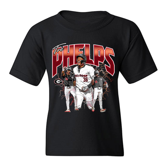 Georgia - NCAA Baseball : Tre Phelps - Player Collage Youth T-Shirt-0