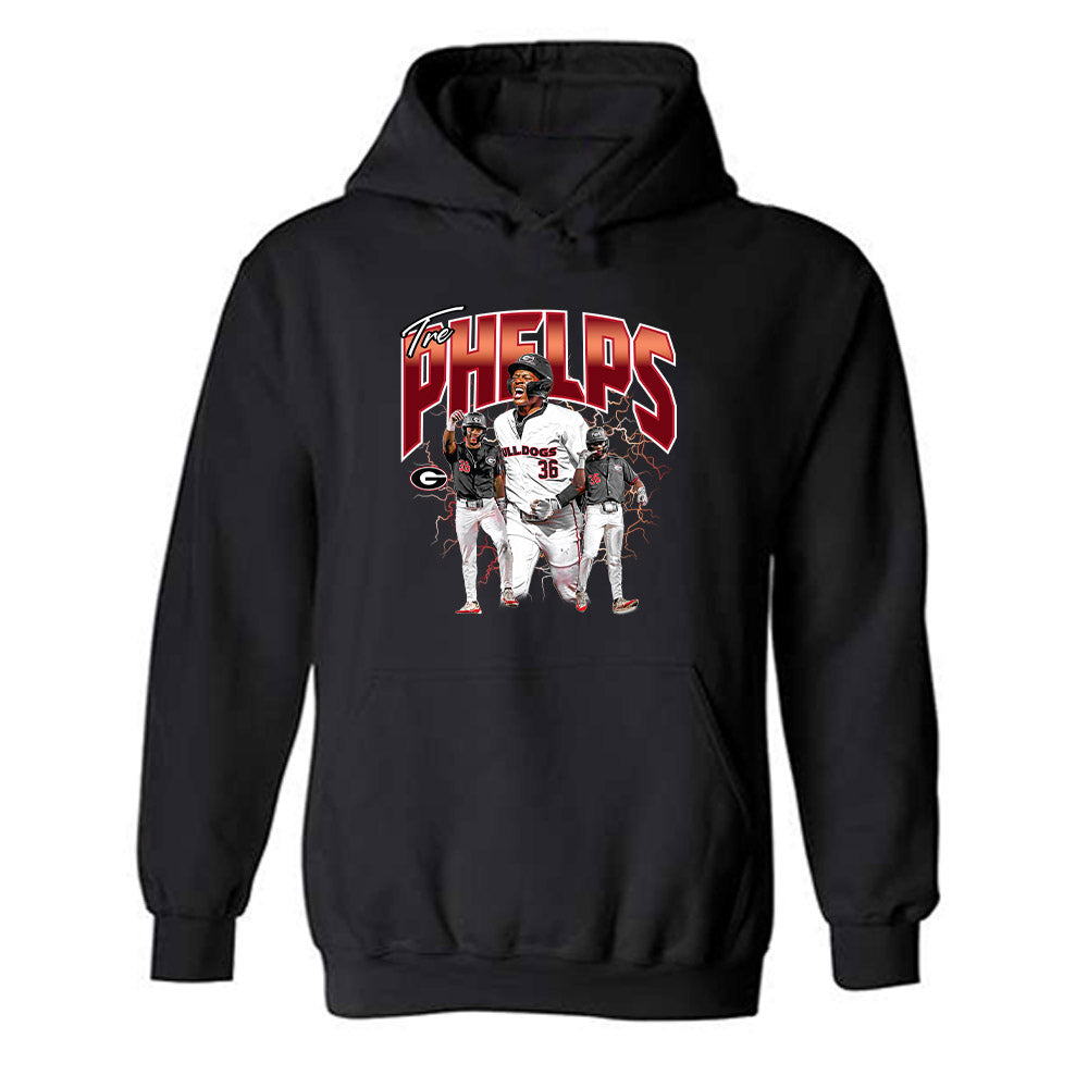 Georgia - NCAA Baseball : Tre Phelps - Player Collage Hooded Sweatshirt-0