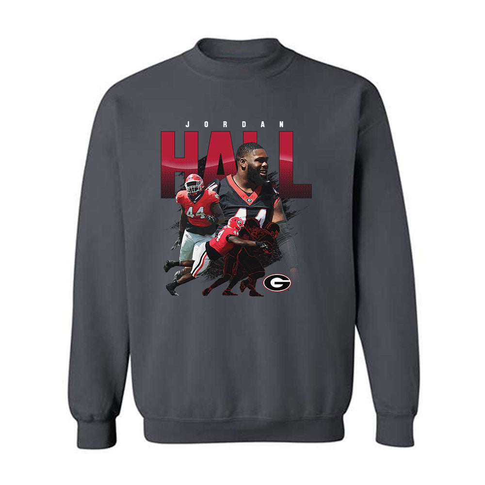 Georgia - NCAA Football : Jordan Hall - Player Collage Crewneck Sweatshirt-0