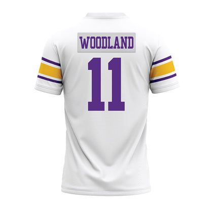 LSU - NCAA Football : PJ Woodland - White Premium Football Jersey