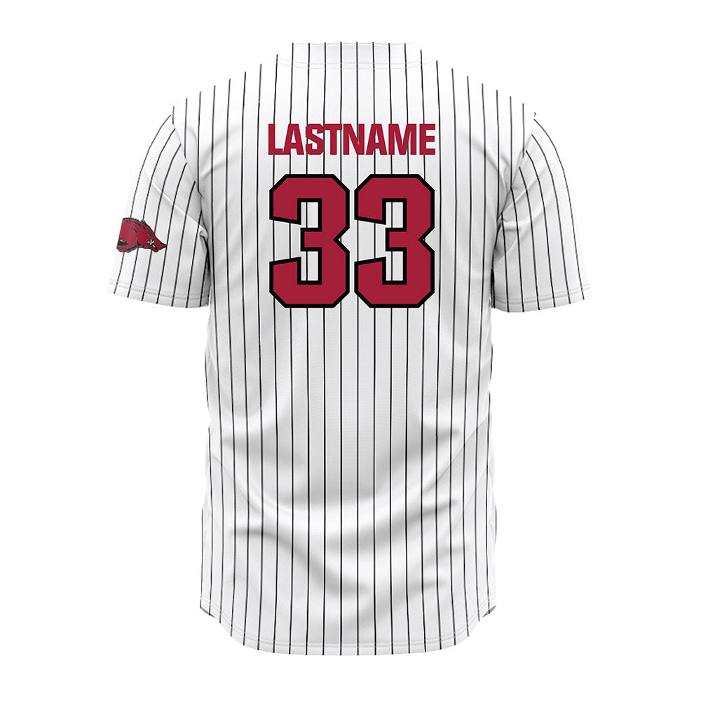 Arkansas - NCAA Baseball : Zach Root - White Striped Jersey-1