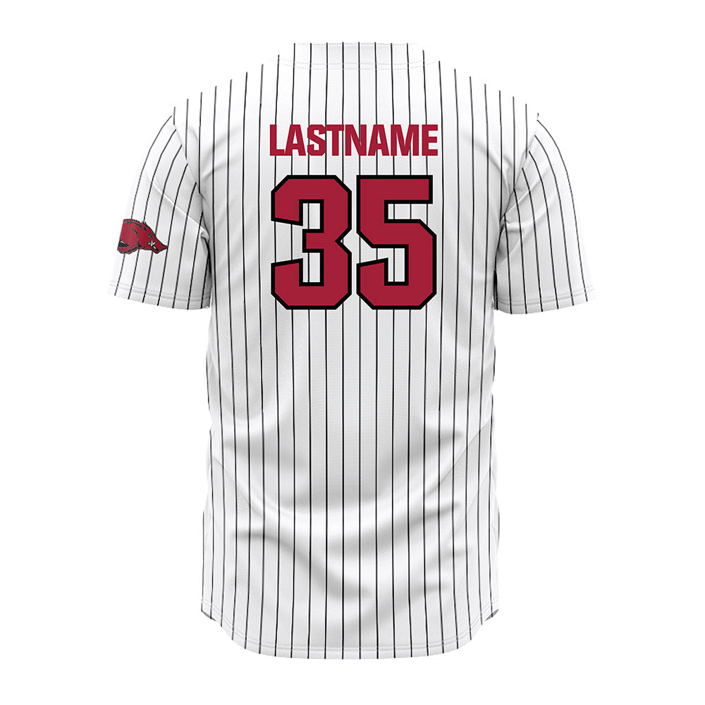 Arkansas - NCAA Baseball : Cayden Mitchell - White Striped Jersey-1