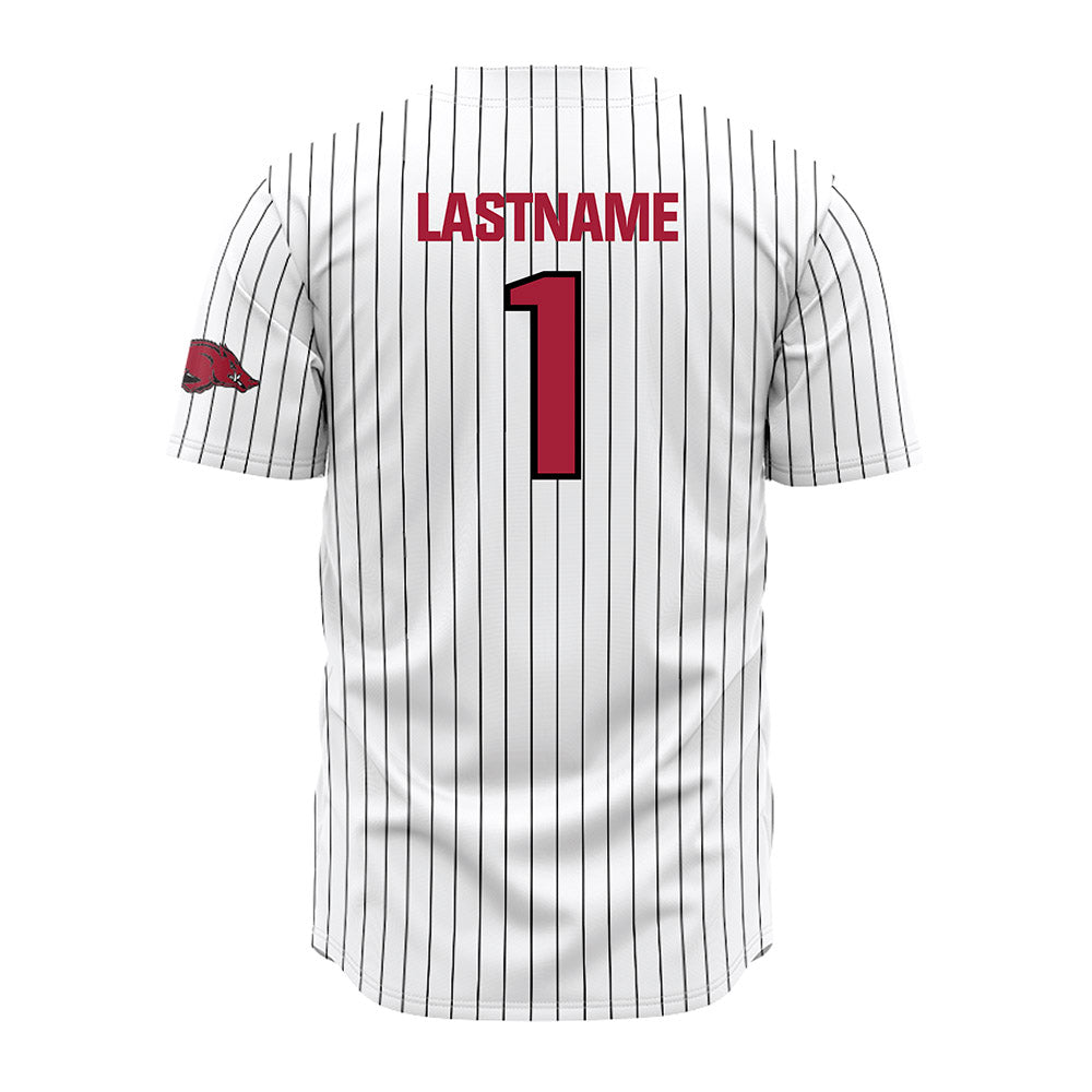 Arkansas - NCAA Baseball : Carson Brumbaugh - White Striped Jersey-1