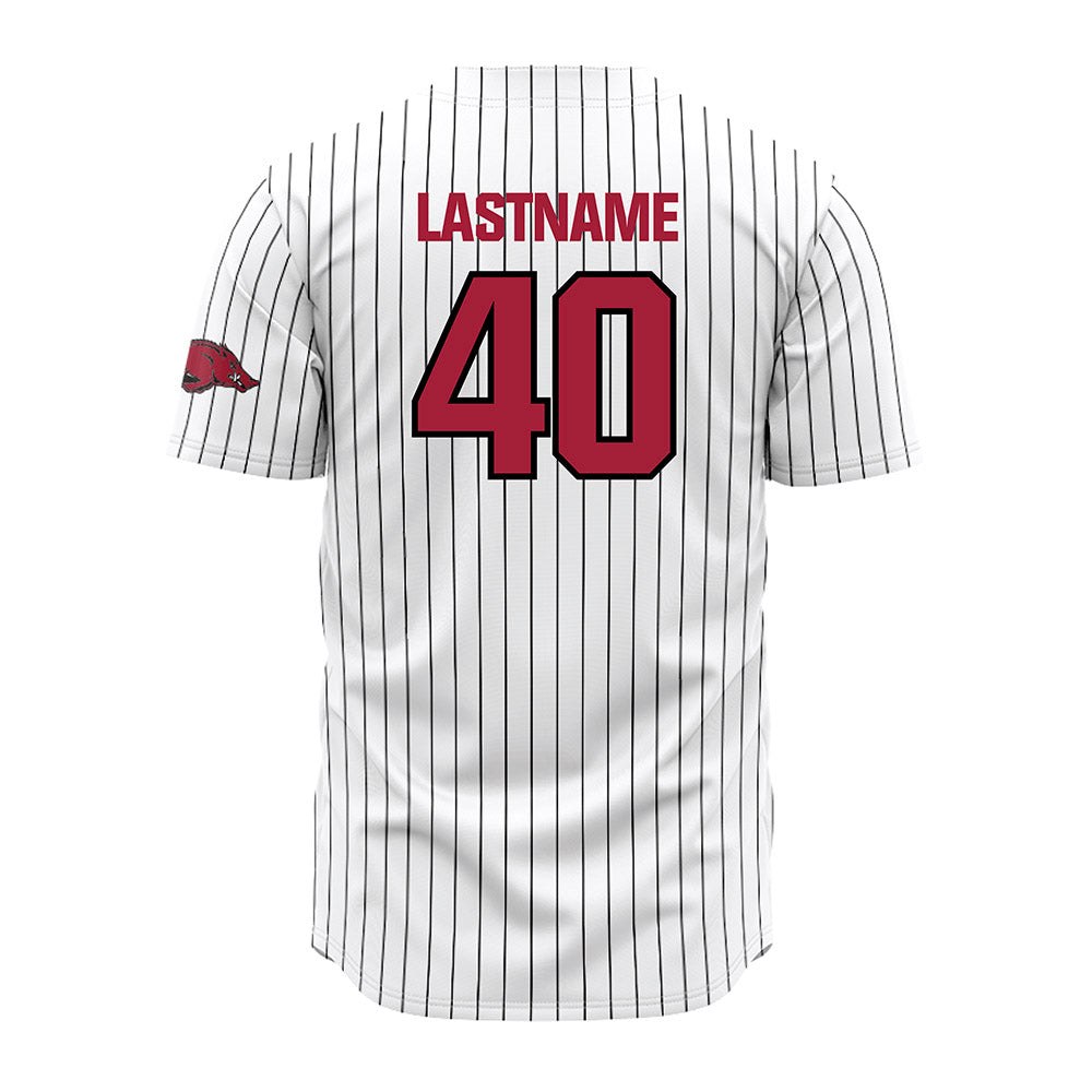 Arkansas - NCAA Baseball : James DeCremer - White Striped Jersey-1