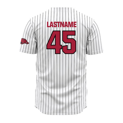 Arkansas - NCAA Baseball : Tye Briscoe - White Striped Jersey-1