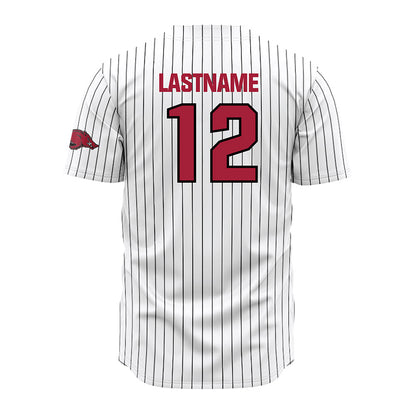 Arkansas - NCAA Baseball : Carter Rutenbar - White Striped Jersey-1