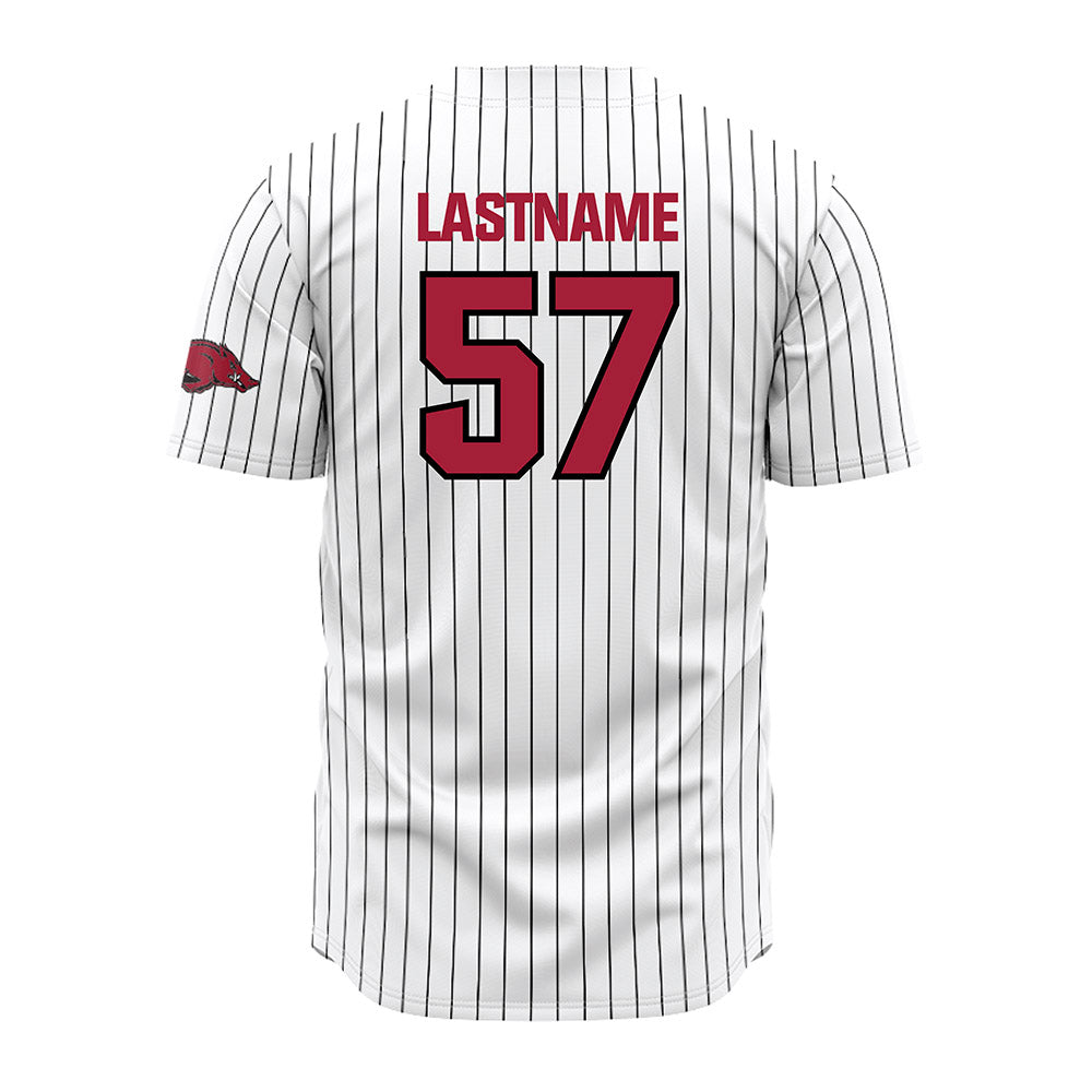 Arkansas - NCAA Baseball : Ross Felder - White Striped Jersey-1