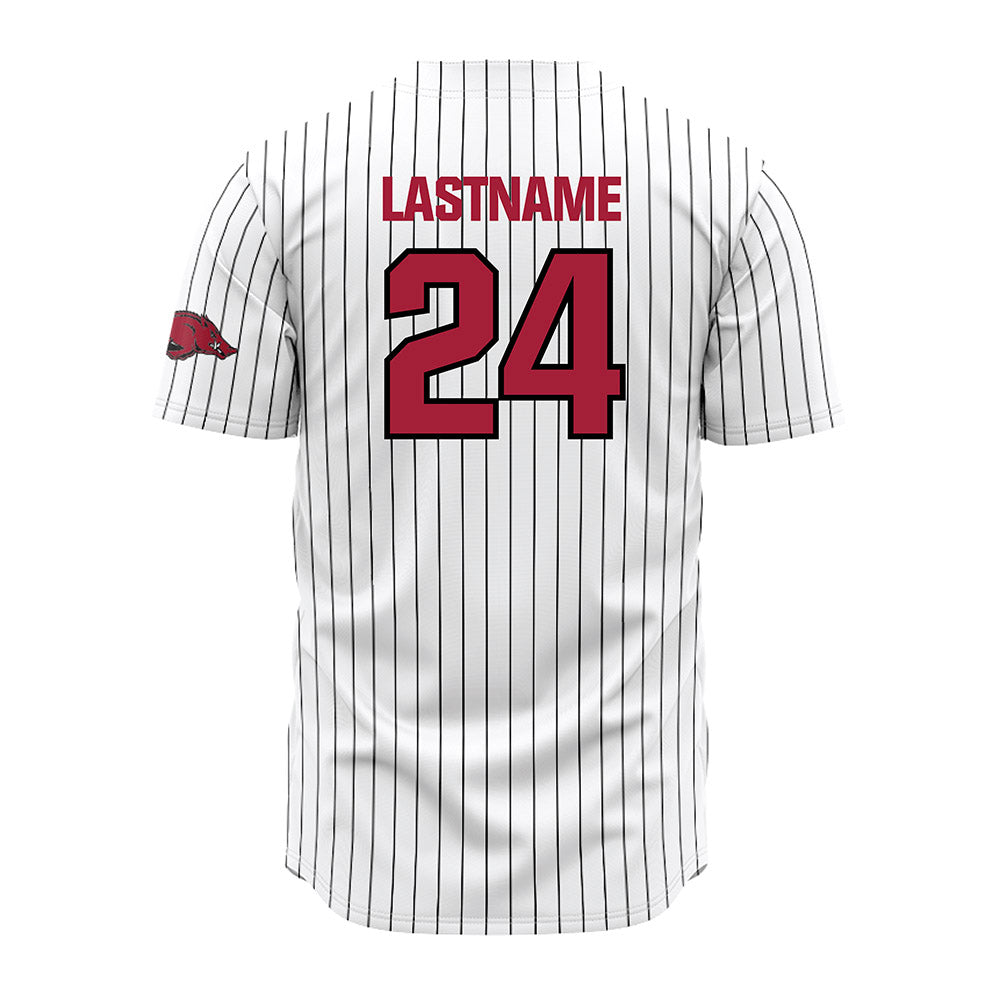 Arkansas - NCAA Baseball : Landon Schaefer - White Striped Jersey-1