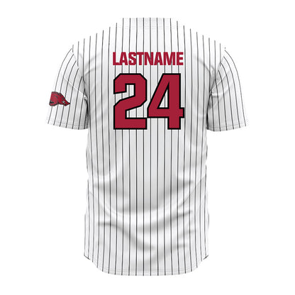 Arkansas - NCAA Baseball : Landon Schaefer - White Striped Jersey-1