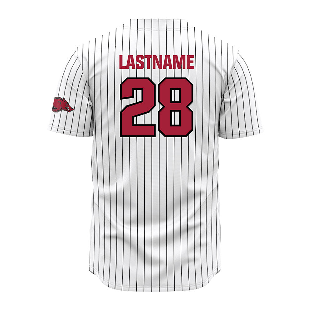 Arkansas - NCAA Baseball : Jordan Martin - White Striped Jersey-1