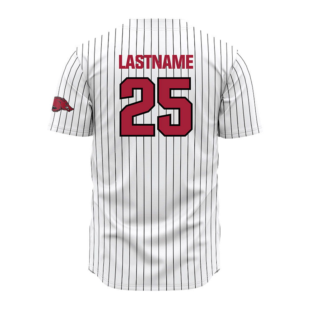 Arkansas - NCAA Baseball : Kuhio Aloy - White Striped Jersey-1