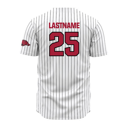 Arkansas - NCAA Baseball : Kuhio Aloy - White Striped Jersey-1