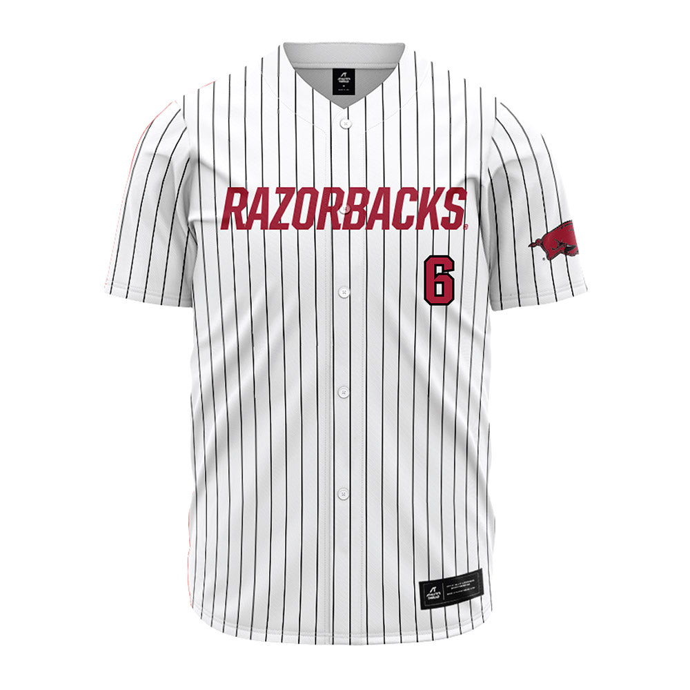 Arkansas - NCAA Baseball : Gabe Fraser - White Striped Jersey