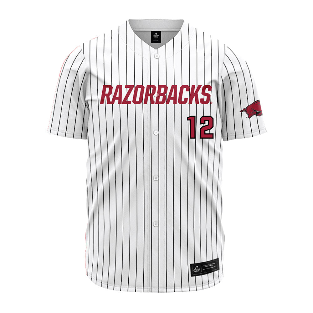 Arkansas - NCAA Baseball : Carter Rutenbar - White Striped Jersey-0