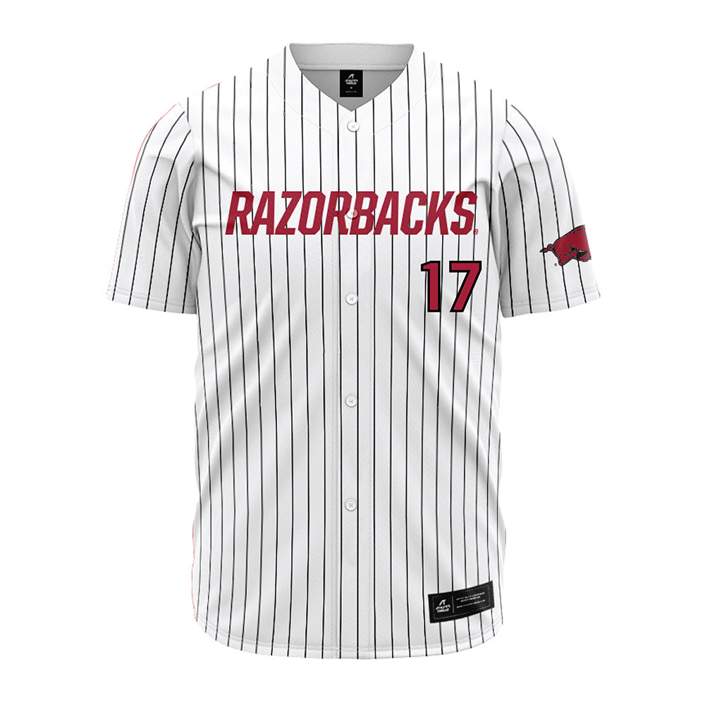 Arkansas - NCAA Baseball : Zack Stewart - White Striped Jersey-0