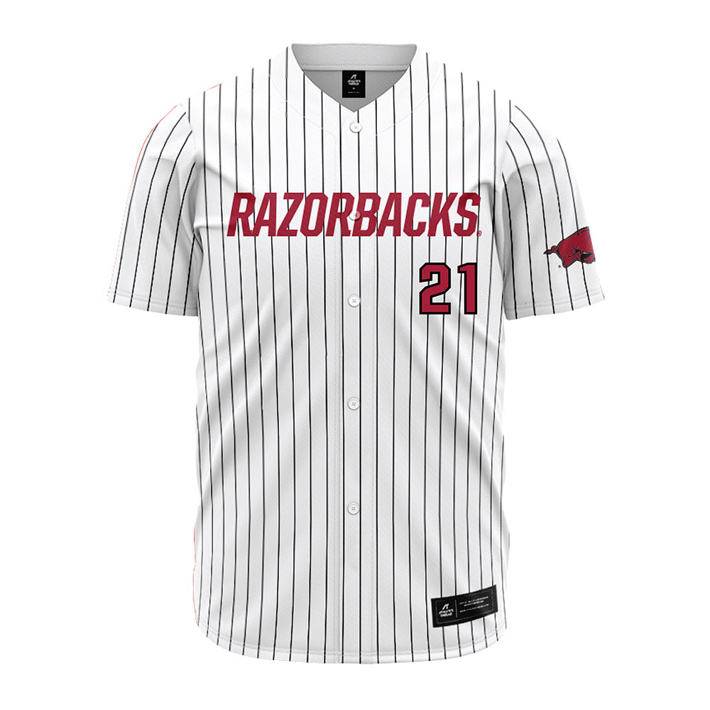 Arkansas - NCAA Baseball : Brenton Clark - White Striped Jersey