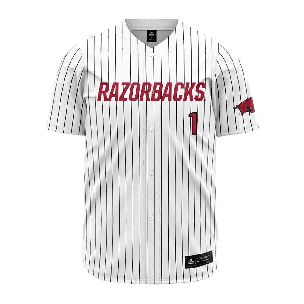 Arkansas - NCAA Baseball : Carson Brumbaugh - White Striped Jersey-0