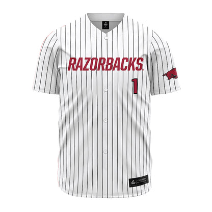 Arkansas - NCAA Baseball : Carson Brumbaugh - White Striped Jersey-0