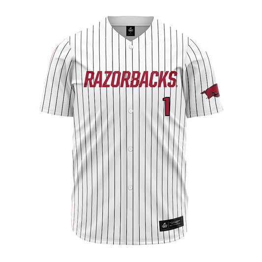 Arkansas - NCAA Baseball : Carson Brumbaugh - White Striped Jersey-0