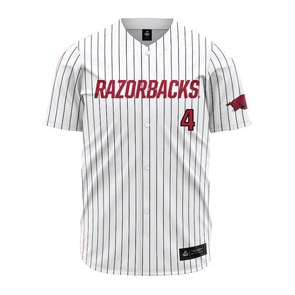 Arkansas - NCAA Baseball : Justin Thomas jr - White Striped Jersey