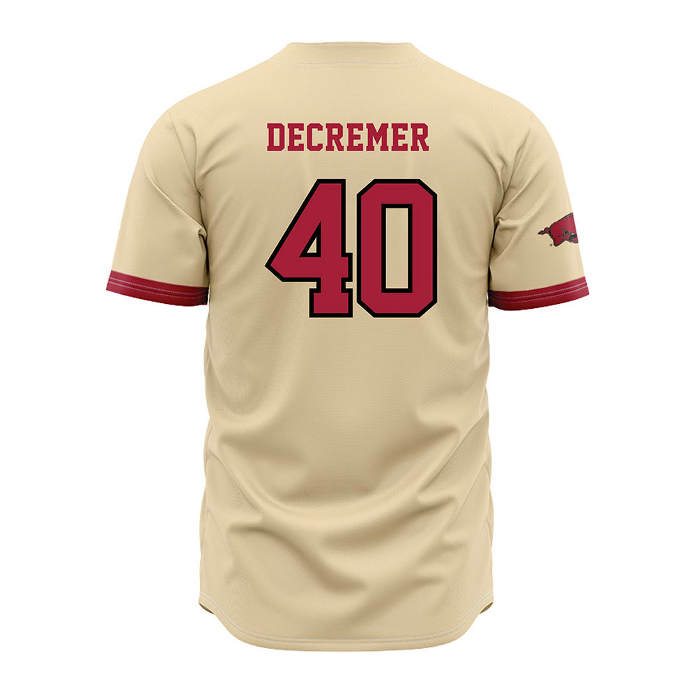 Arkansas - NCAA Baseball : James DeCremer - Off White Jersey-1