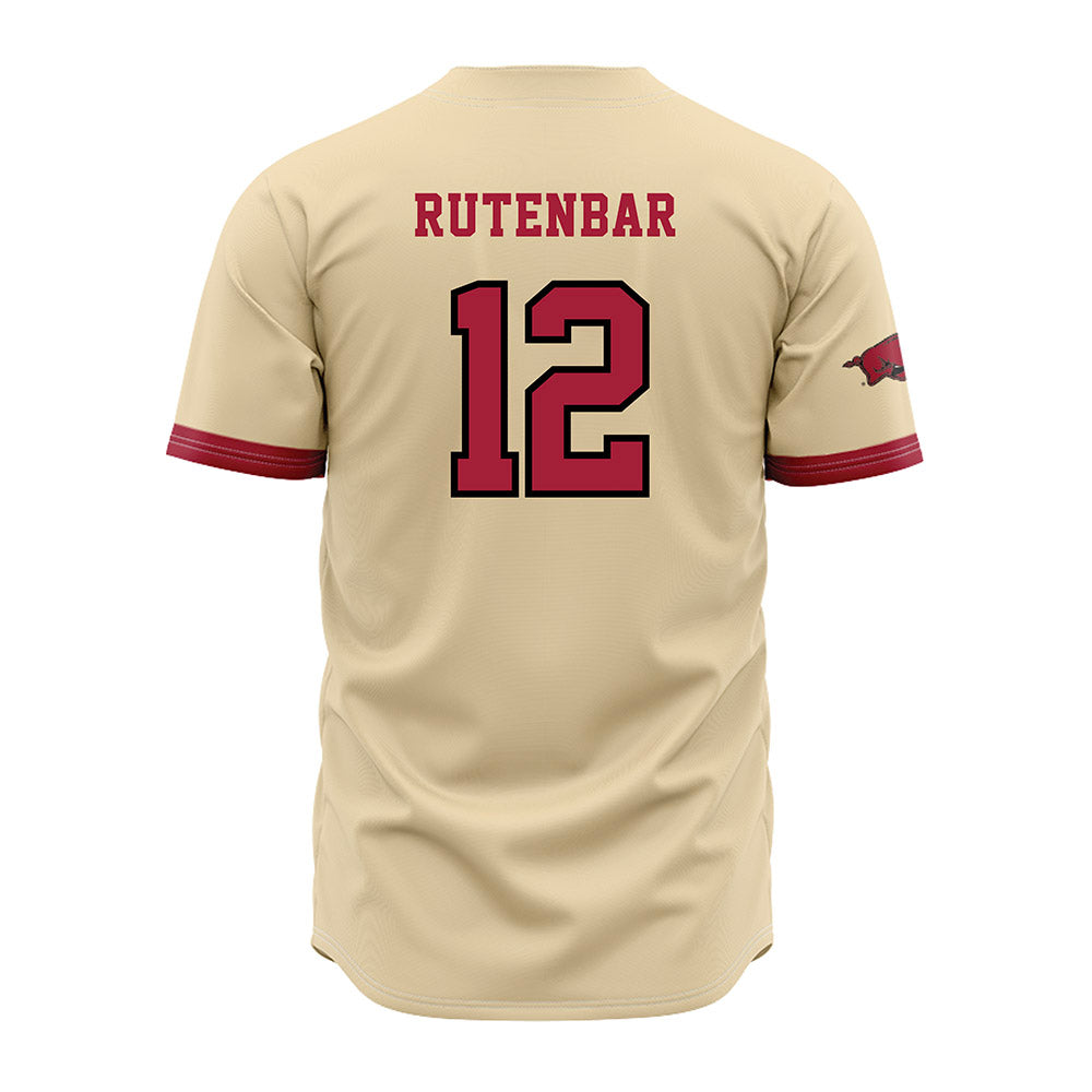 Arkansas - NCAA Baseball : Carter Rutenbar - Off White Jersey-1