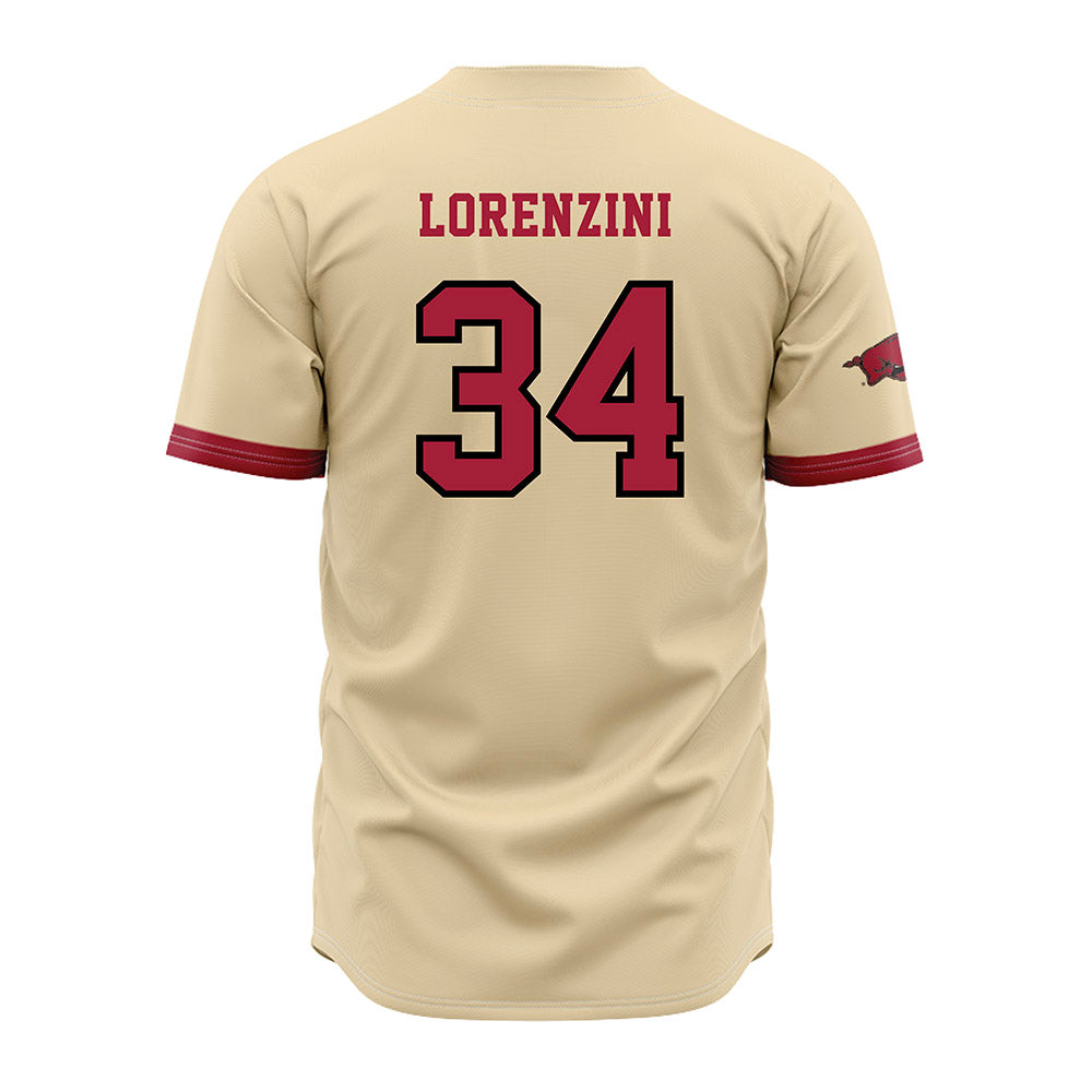 Arkansas - NCAA Baseball : Joey Lorenzini - Off White Jersey-1