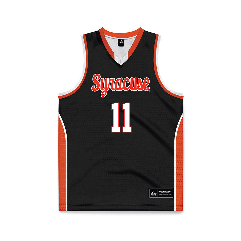 Syracuse - NCAA Men's Basketball : Naithan George - Black Basketball Jersey-0
