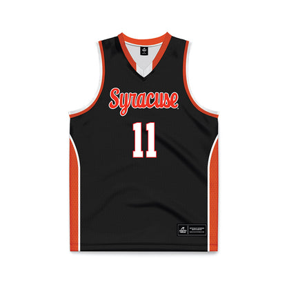 Syracuse - NCAA Men's Basketball : Naithan George - Black Basketball Jersey-0